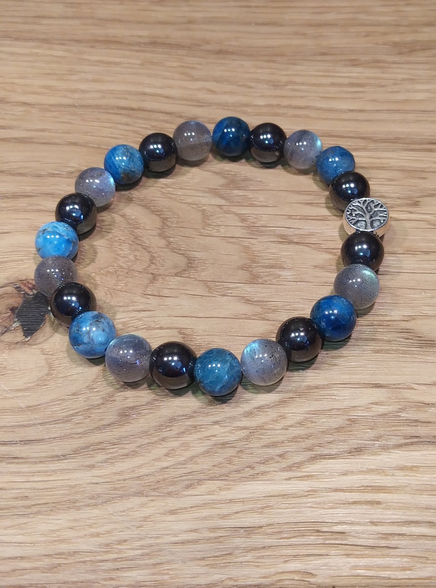 Bracelet Apatite, Hématite, Labradorite