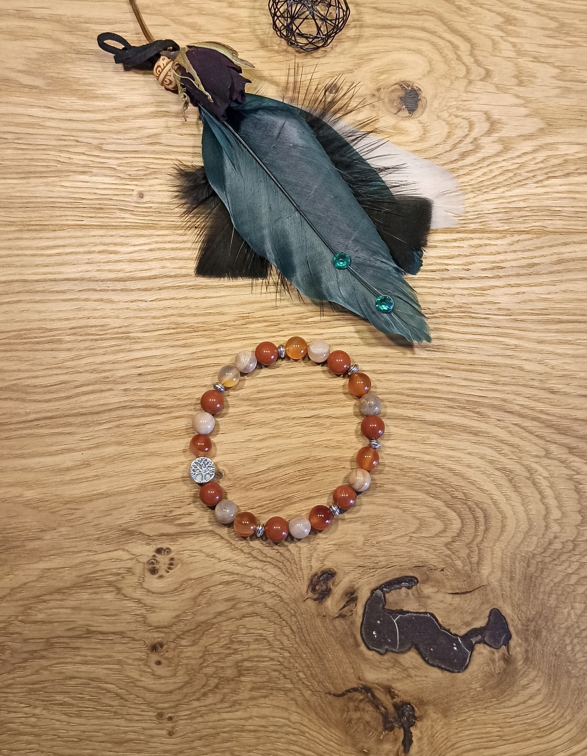Bracelet Pierres de lune, Cornaline, Jaspe rouge