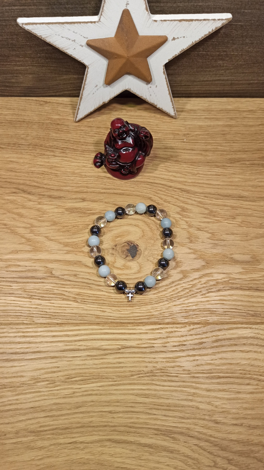 Bracelet Hématite, Cristal de Roche, Amazonite