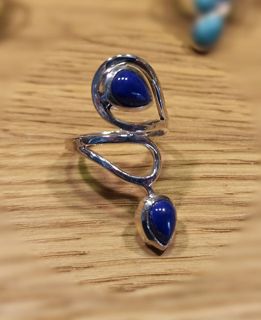 Bague Argent 925 réglable Lapis-lazuli
