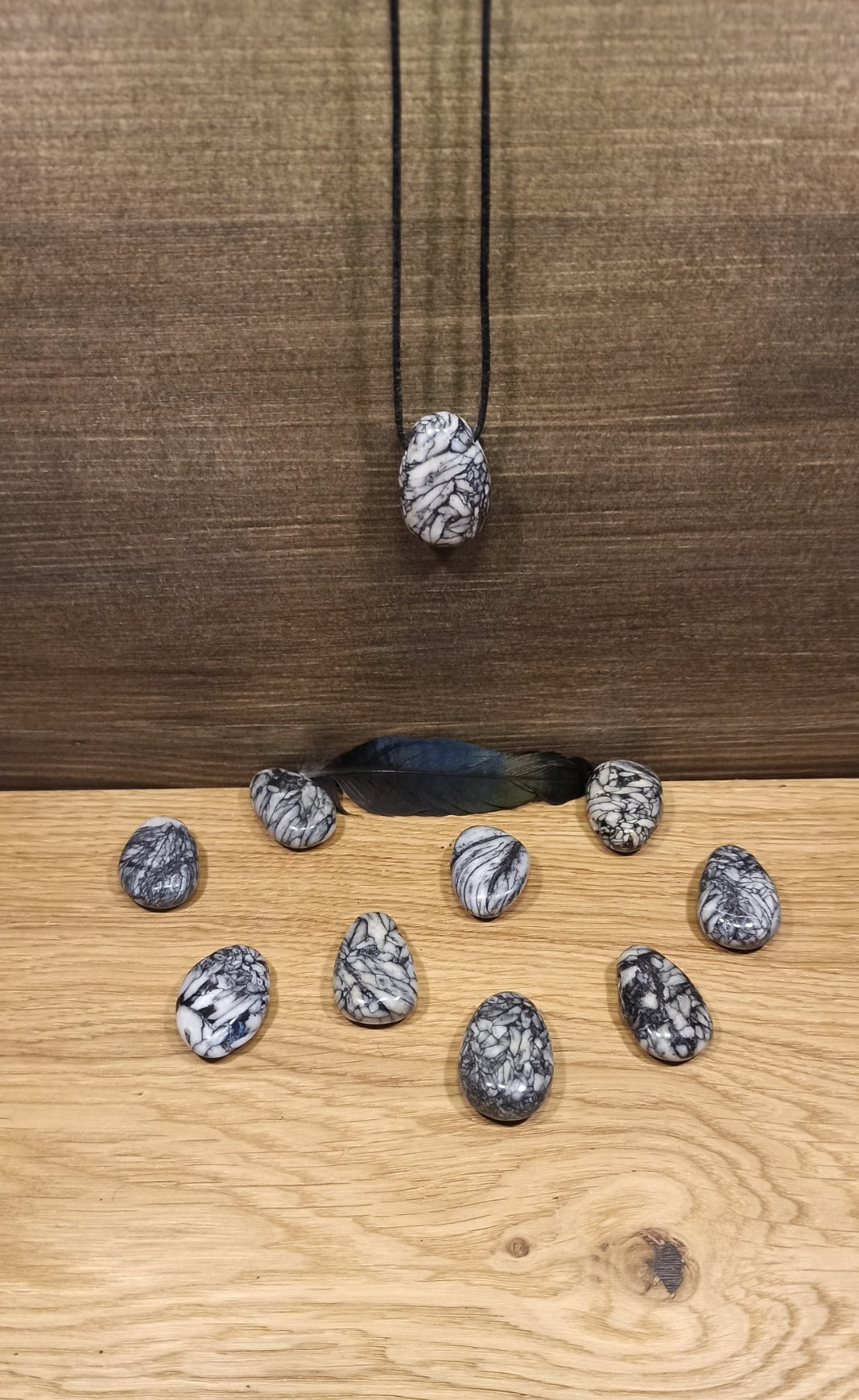 Pendentif pierre percée Pinolite ou Jaspe Edelweiss