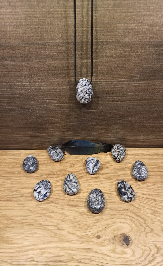 Pendentif pierre percée Pinolite ou Jaspe Edelweiss
