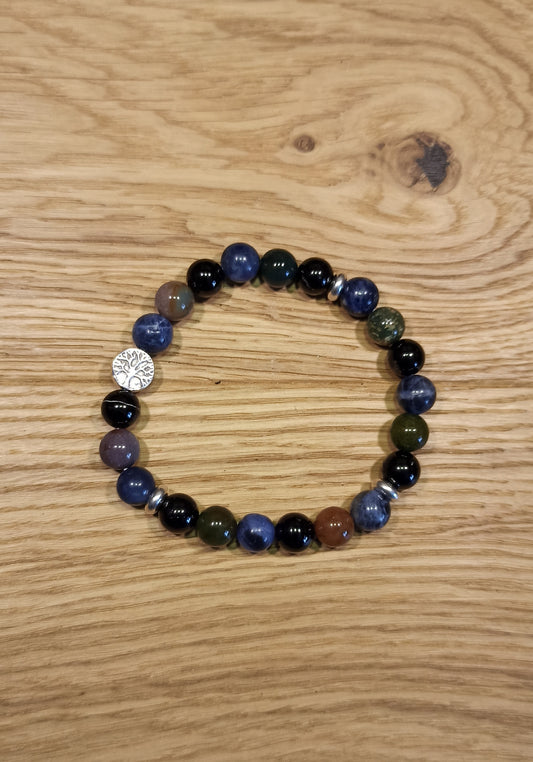 Bracelet Jaspe Héliotrope, Sodalite, Tourmaline