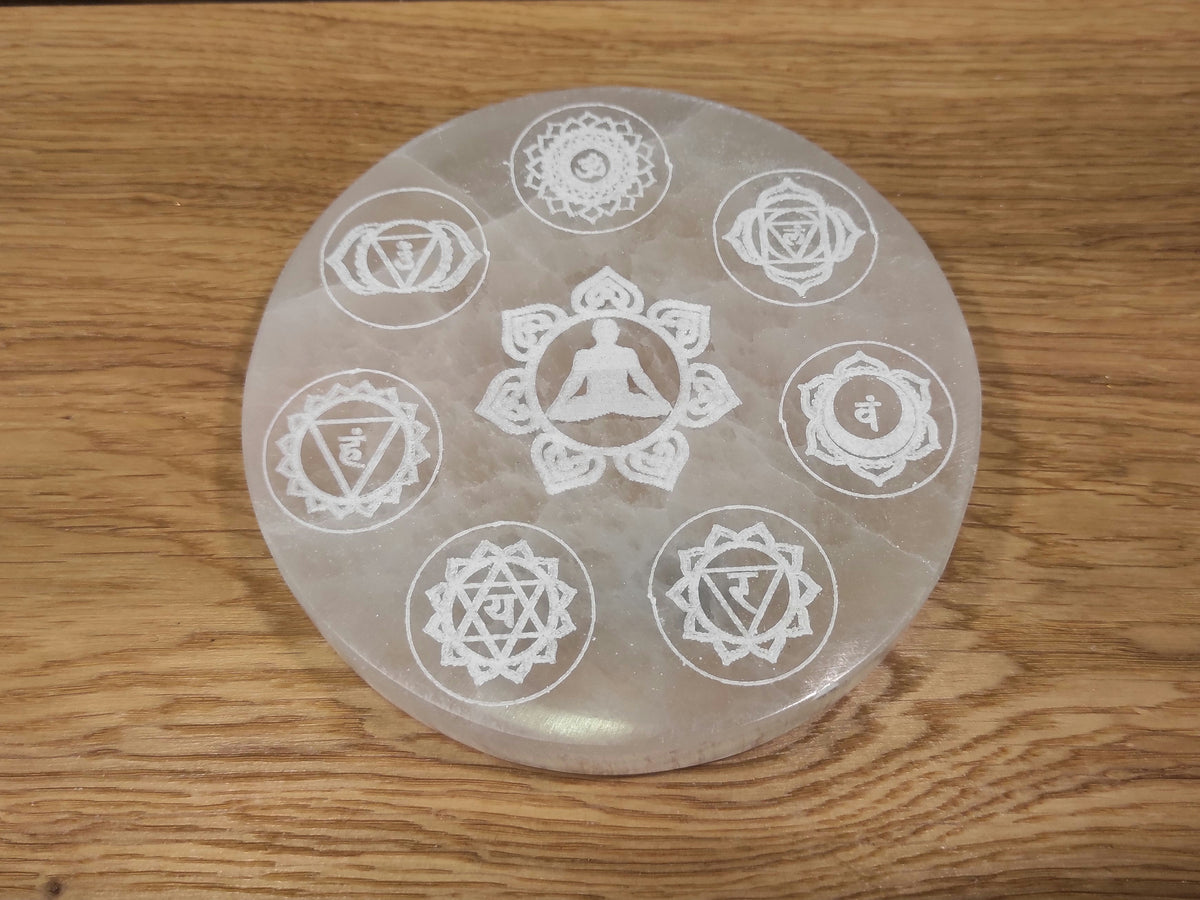 Socle sélénite 7 chakras