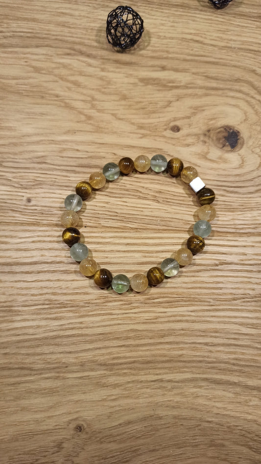 Bracelet Harmonie Rayonnante Citrine Oeil du tigre et Fluorite