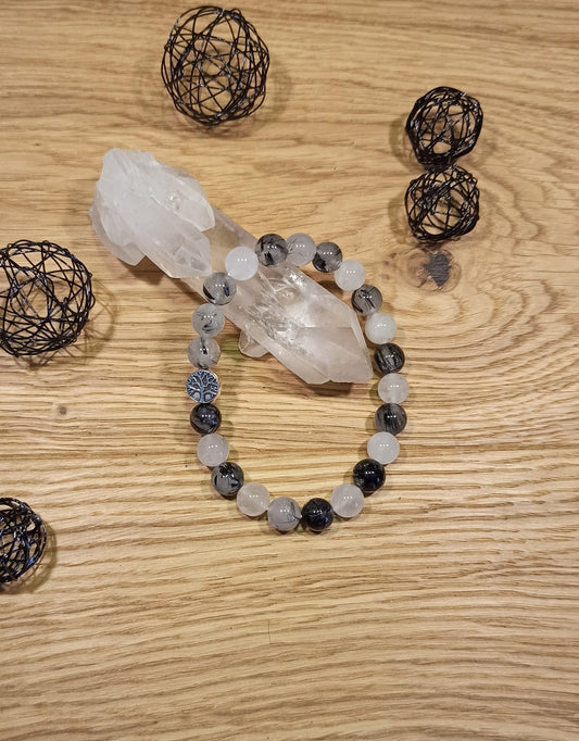 Bracelet Quartz inclusion tourmaline