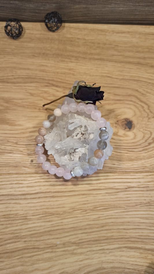 Bracelet Pierres de lune, Quartz rose