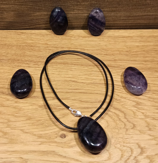 Pendentif pierre percée Fluorite ou Fluorine