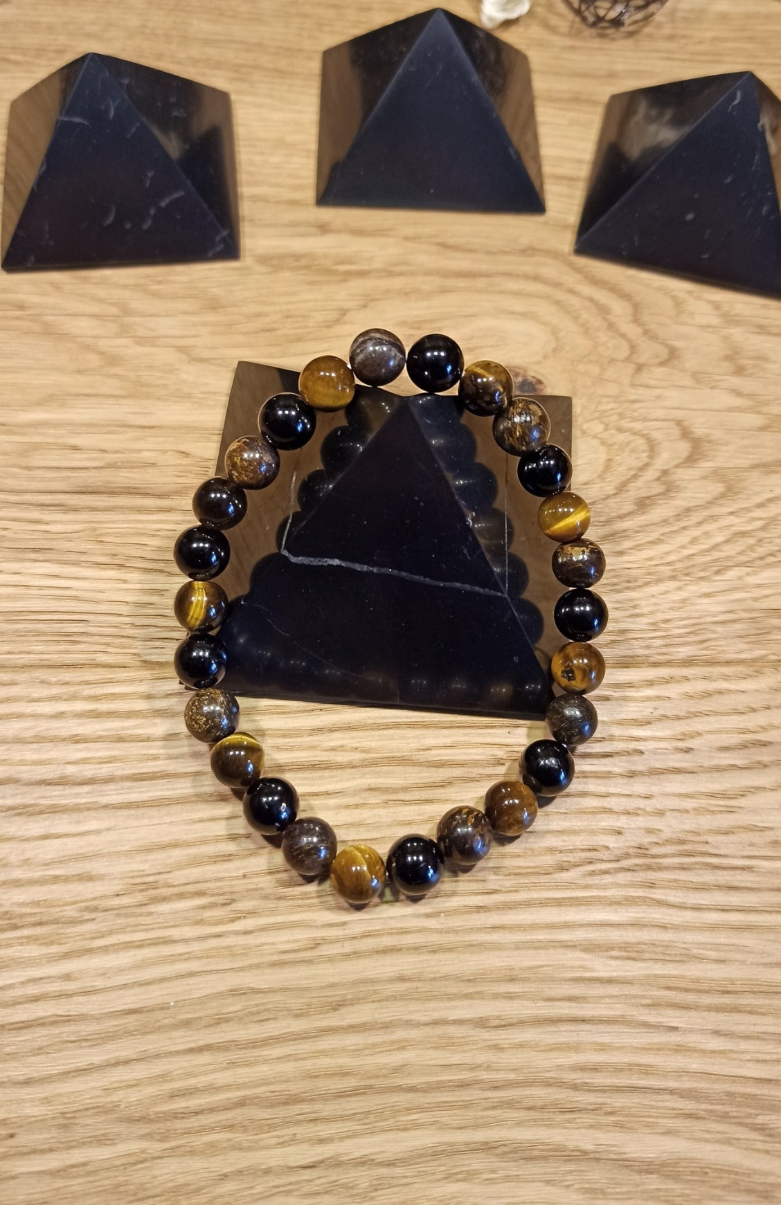 Bracelet bronzite / tourmaline / œil de tigre