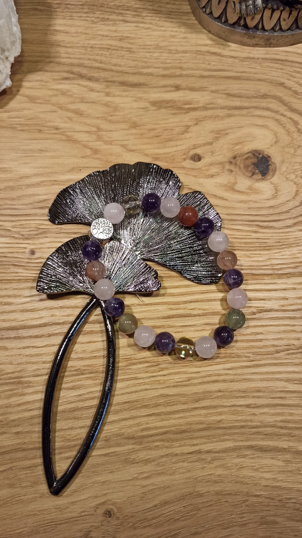 Bracelet Améthyste, Quartz rose, Quartz rutile