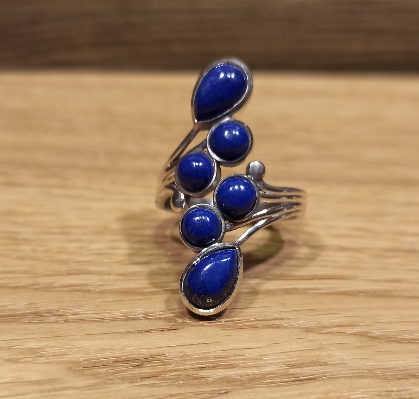 Bague Argent 925 ajustable en Lapis-lazuli AA