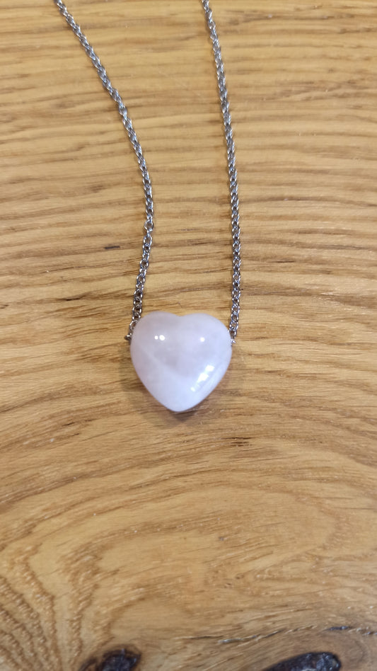 Pendentif Cœur Quartz Rose