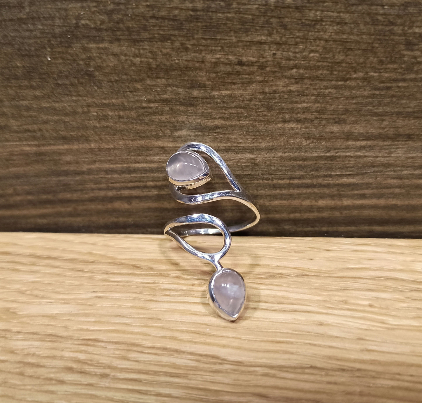 Bague Argent 925 réglable Quartz rose