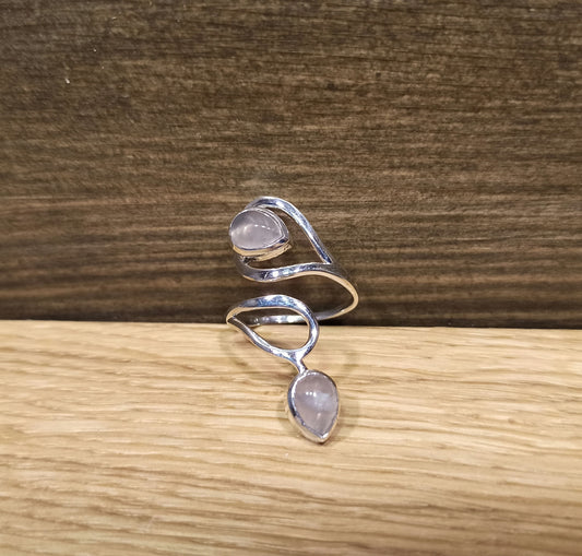 Bague Argent 925 réglable Quartz rose