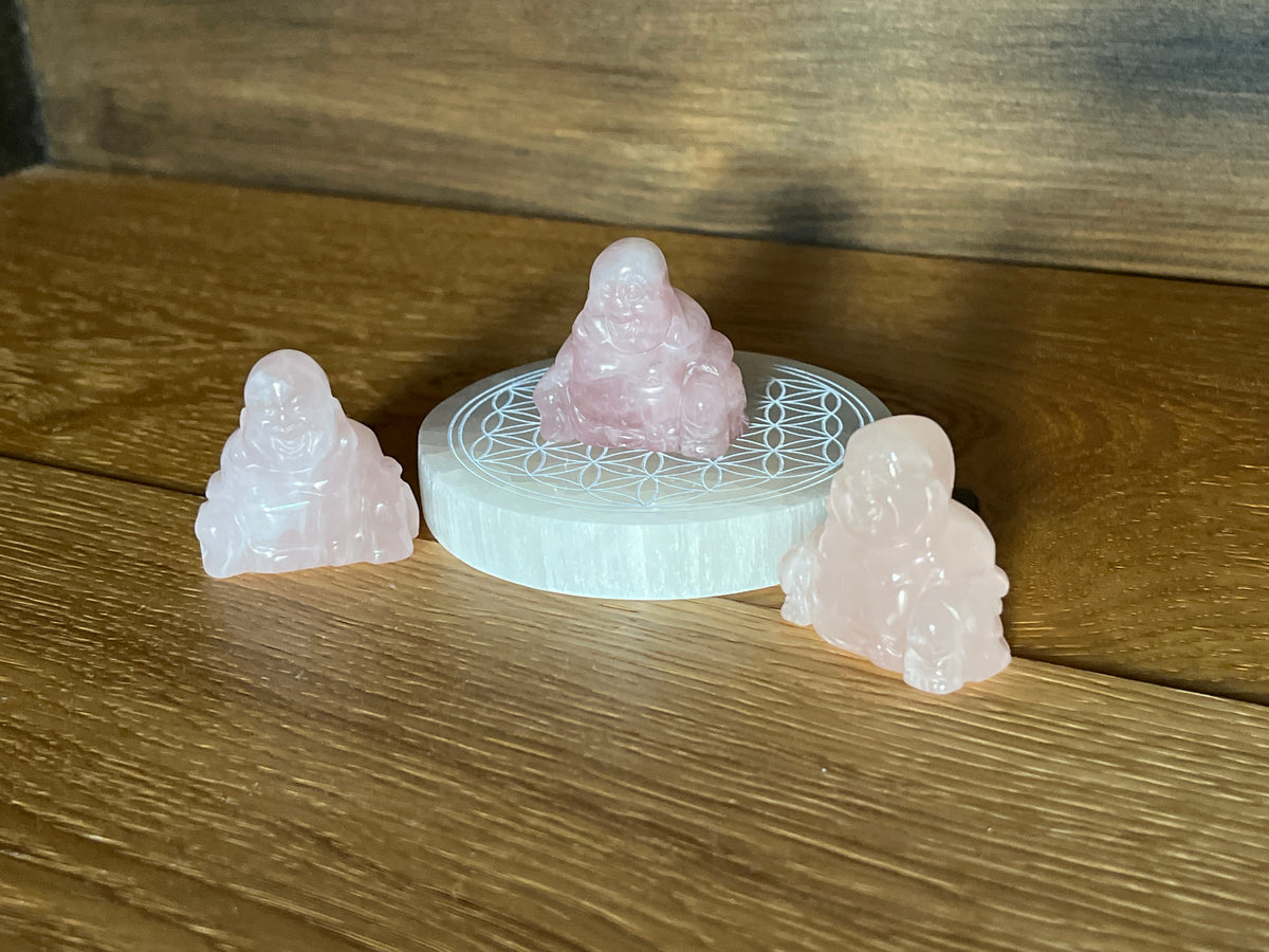 Bouddha en pierre Naturelle - Quartz Rose