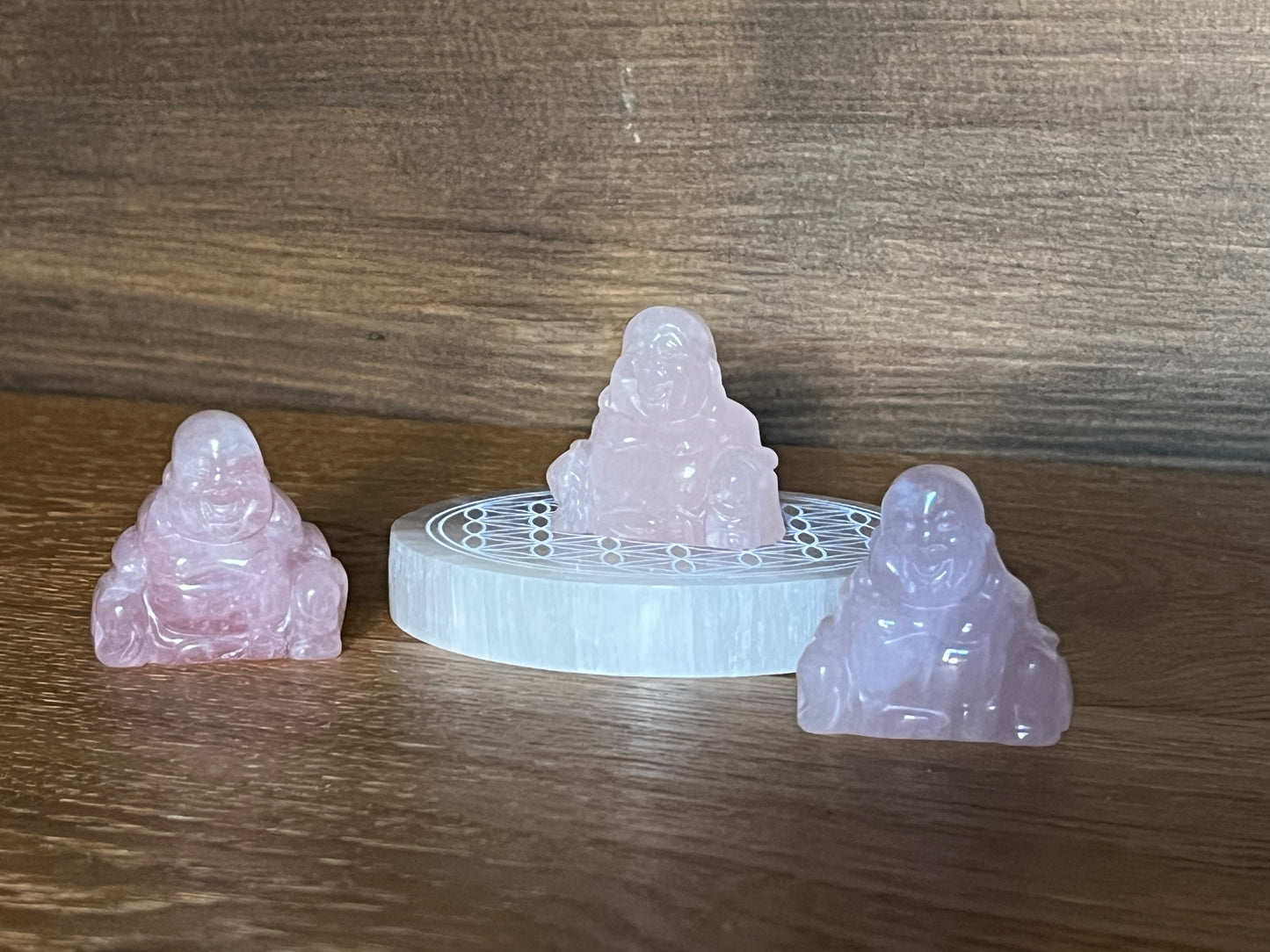 Bouddha en pierre Naturelle - Quartz Rose