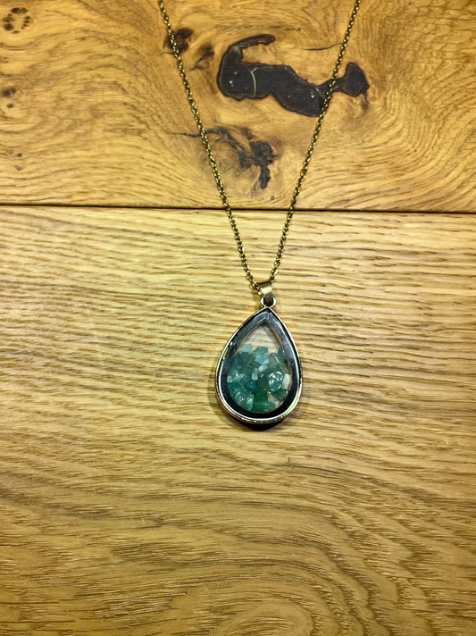 Pendentif goutte dorée en aventurine - Douceur et Apaisement