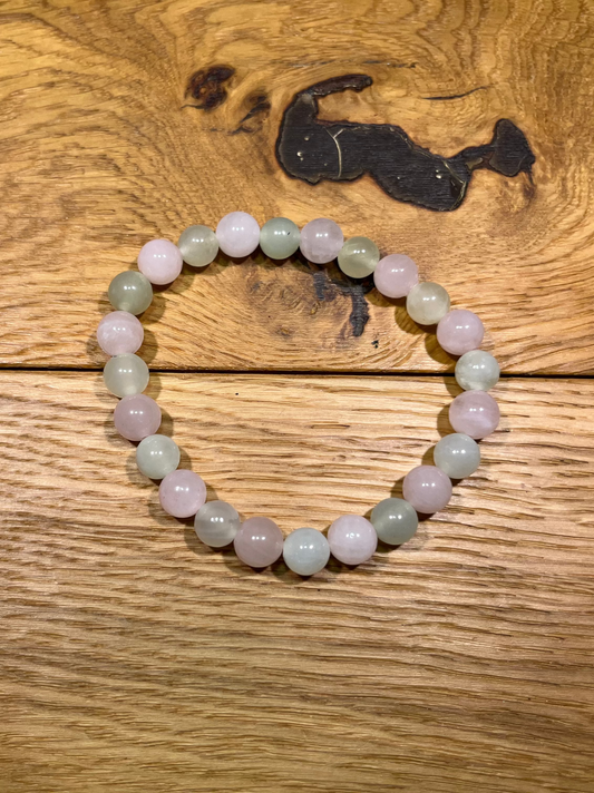 Bracelet Quartz rose et Jade de Chine