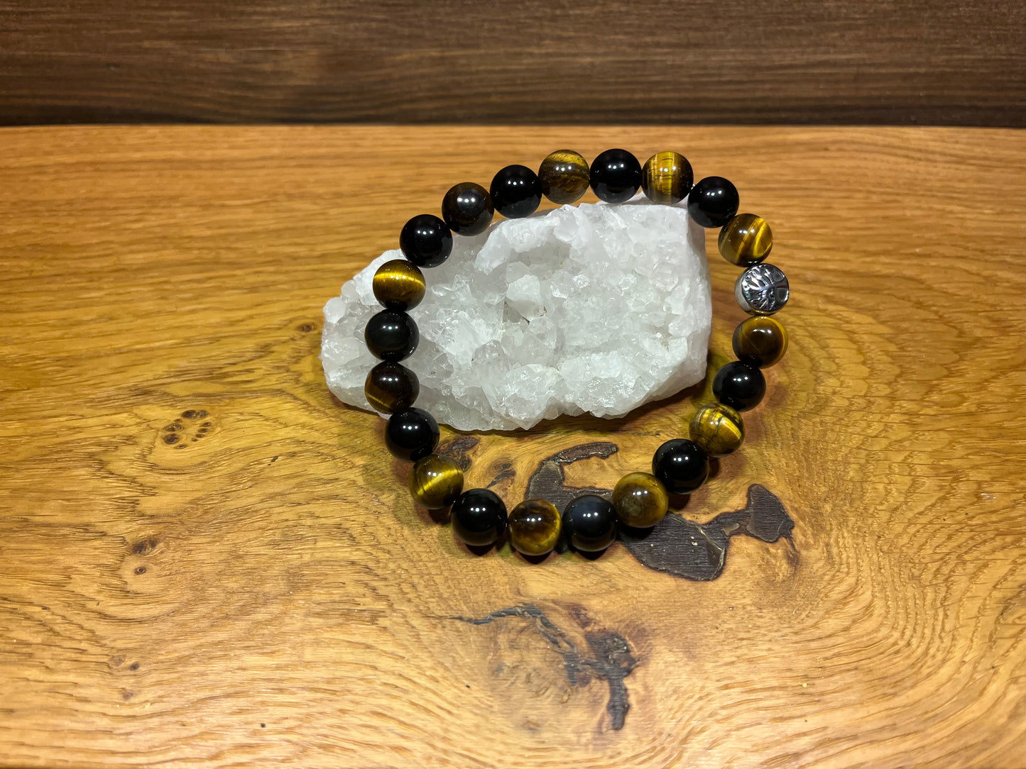 Bracelet Obsidienne Œil Céleste et oeil de tigre - 10mm
