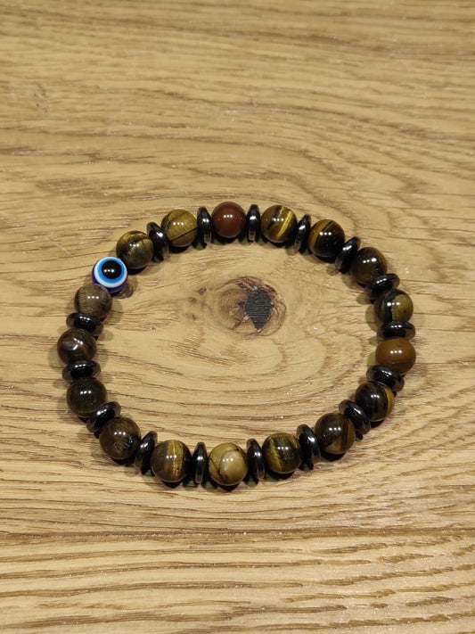 Bracelet Œil de Tigre et Hématite – Protection & Équilibre